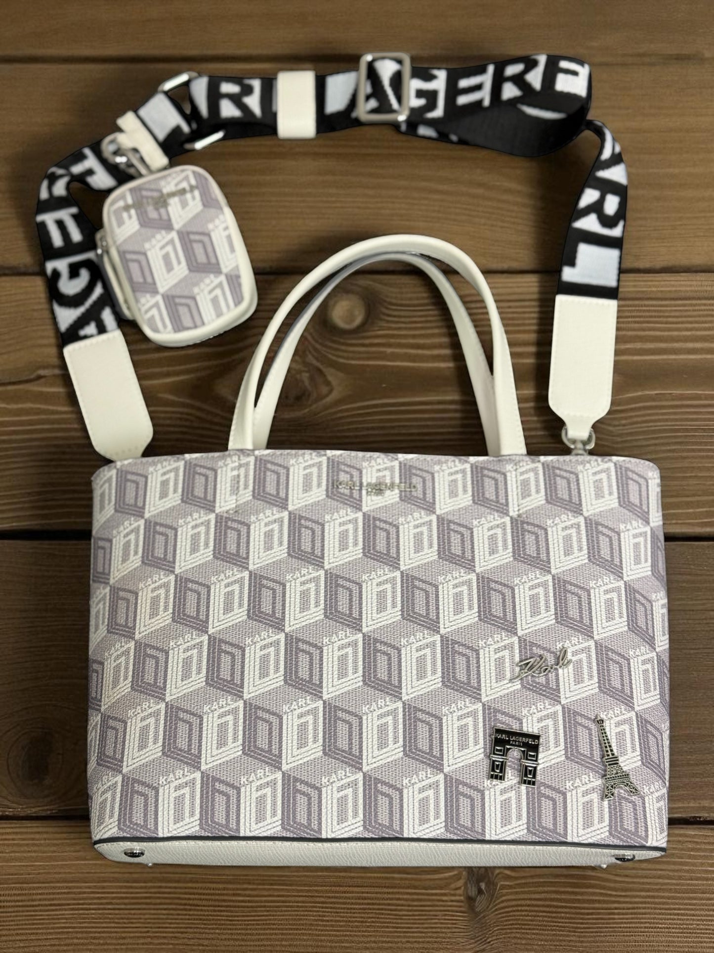 Karl Lagerfeld Paris Maybelle Graphic Satchel Crossbody Pouch