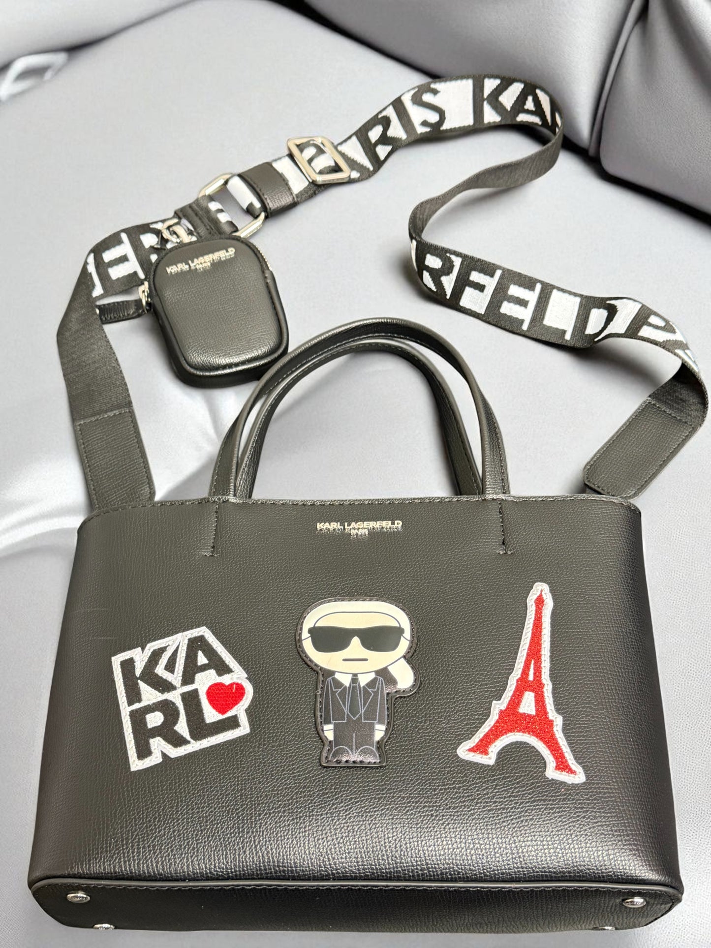 Karl Lagerfeld Paris Maybelle Tote, Black Patch