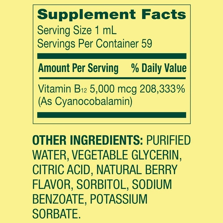 Spring Valley Liquid Vitamin B12, 5000 mcg