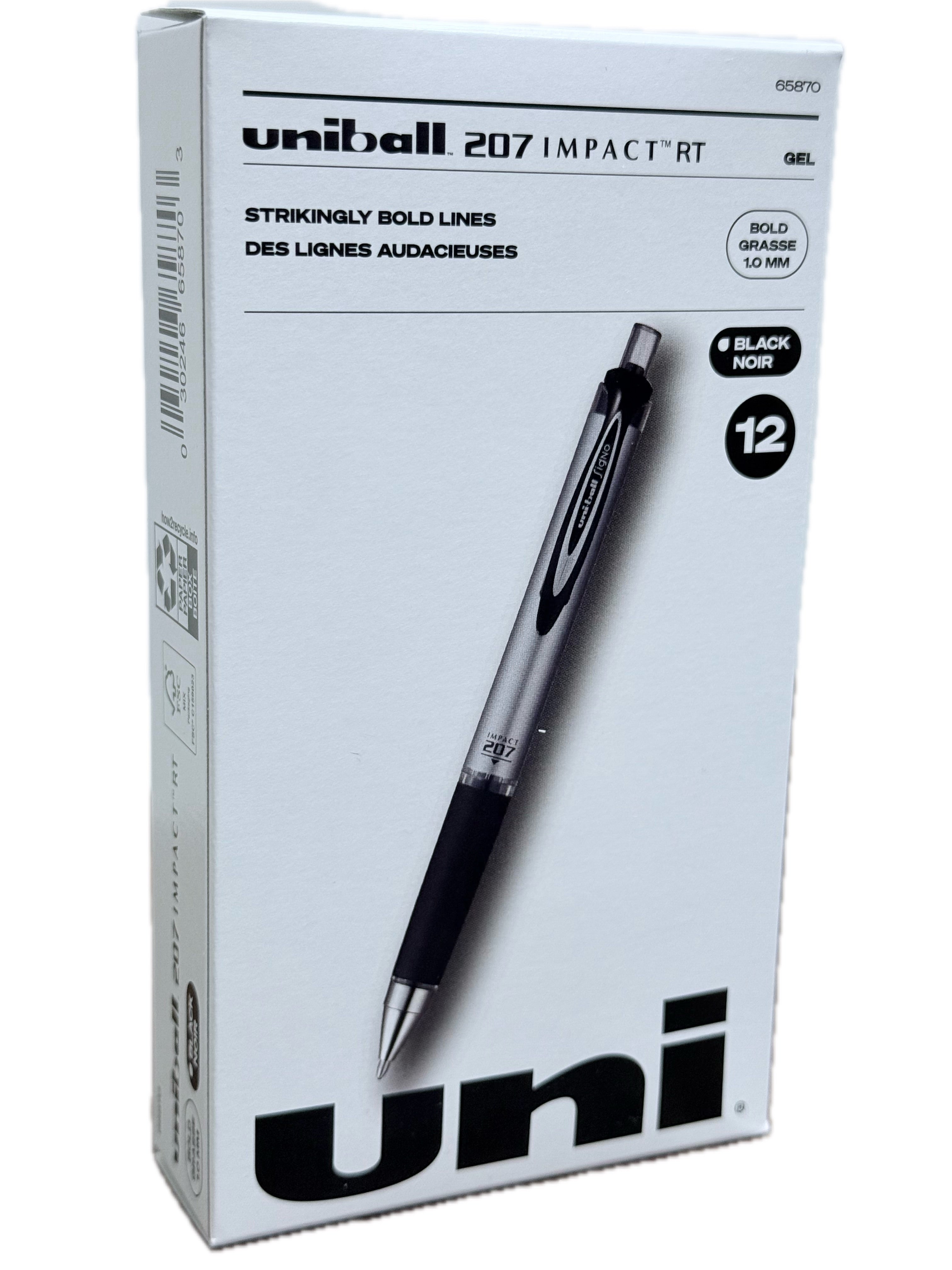 Uniball 207 Impact RT Lot de 6 recharges pour stylo rétractable, pointe grasse de 1 mm, encre noire Uniball 207 Impact RT Lot de 6 recharges pour stylo rétractable, pointe grasse de 1 mm, encre noire