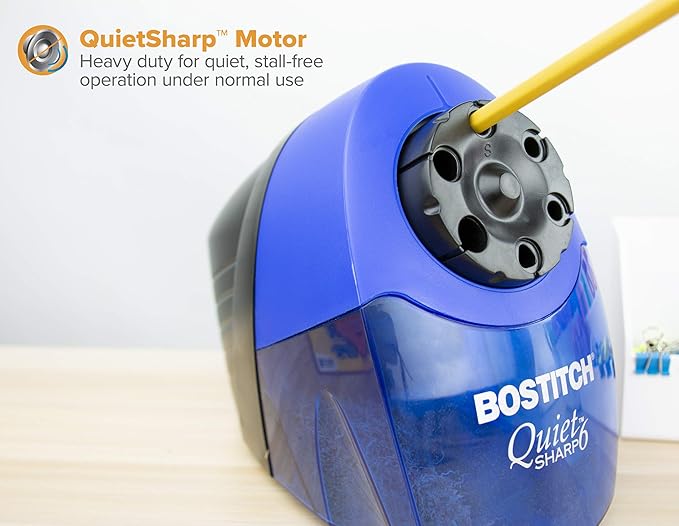 Bostitch Office QuietSharp 6 Electric Pencil Sharpener, Blue