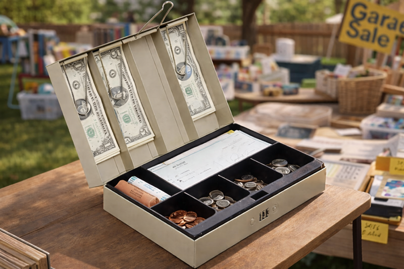 Load image into Gallery viewer, Cash Box, 3 1/8"H x 11 3/8"W x 7 5/8"D, Sand
