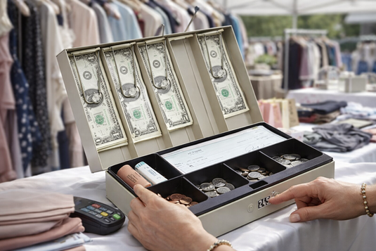 Cash Box, 3 1/8"H x 11 3/8"W x 7 5/8"D, Sand