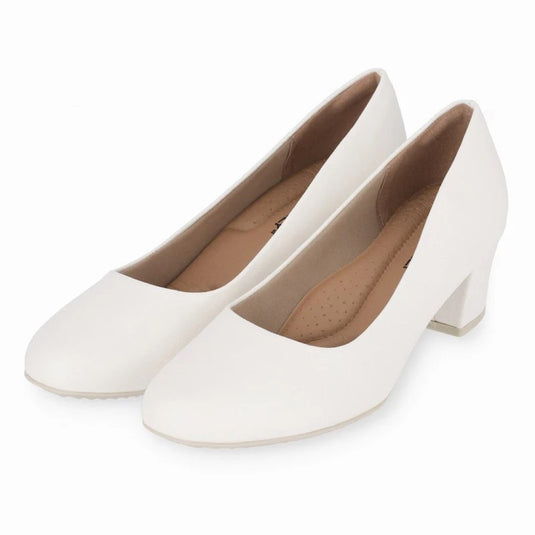 Piccadilly Laura Women's Heel Pumps - Flexible & Anti-Slip - 100% Vegan - White