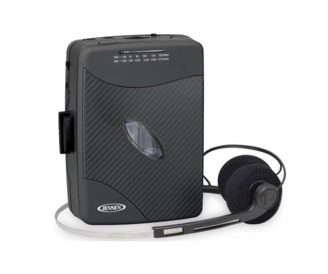 Jensen SCR-75-HP Classic Personal Cassette Player with AM FM Radio, Black