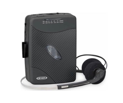 Jensen SCR-75-HP Classic Personal Cassette Player with AM FM Radio, Black