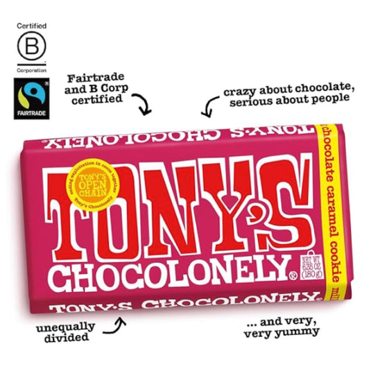 Tony's Chocolonely Milk Chocolate Caramel Cookie  Bar, 6.35 oz