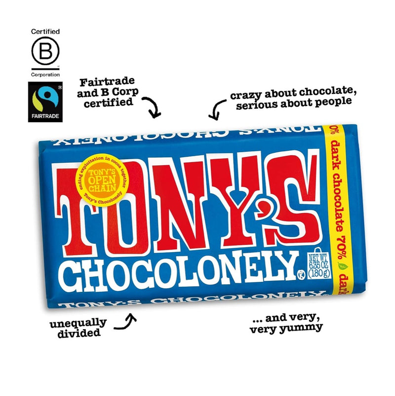 Load image into Gallery viewer, Tony's Chocolonely 70% Dark Chocolate Bar, 6.35 oz
