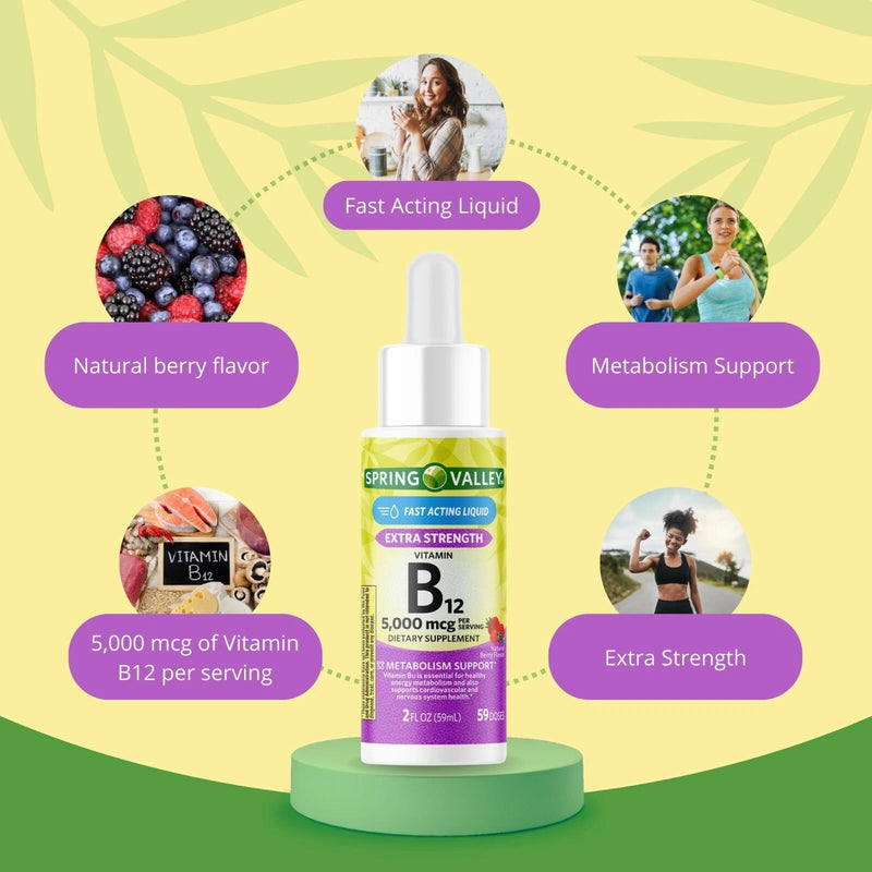 Load image into Gallery viewer, Spring Valley Liquid Vitamin B12, 5000 mcg
