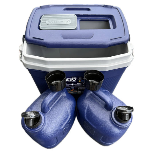 Termolar 3-Piece Hard-Sided Cooler Set with Two 1.3-Gallon Insulated Beverage Jugs, Nesting Storage, Blue