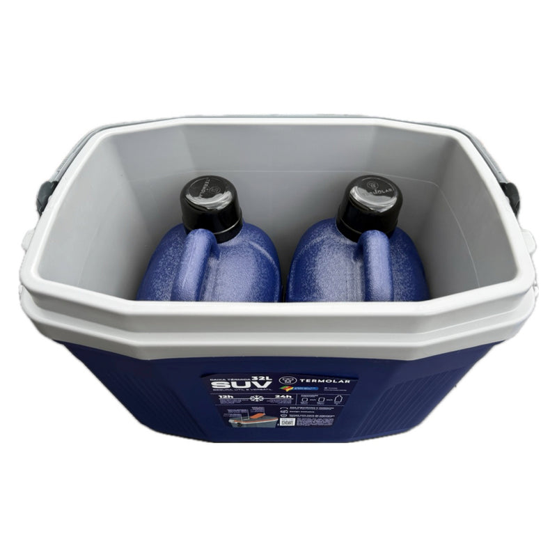 Load image into Gallery viewer, Termolar 3-Piece Hard-Sided Cooler Set with Two 1.3-Gallon Insulated Beverage Jugs, Nesting Storage, Blue
