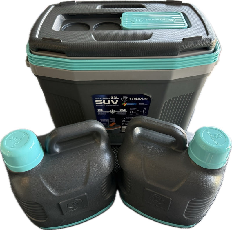 Load image into Gallery viewer, Termolar 3-Piece Hard-Sided Cooler Set with Two 1.3-Gallon Insulated Beverage Jugs, Nesting Storage, Gray

