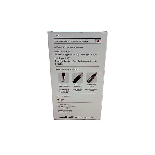 Uniball 207 Impact RT Gel Pens, Bold, 1.0 mm, Black Noir Ink